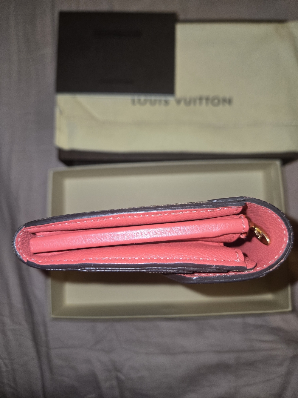 Louis Vuitton Pallas Long Wallet Monogram Cerise Red Interior FULL SET Box Dust - Picture 4 of 8